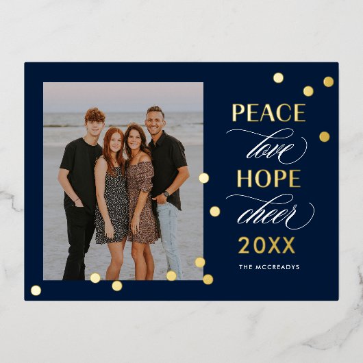 optimistische stemming FOLIE gelukkig nieuwjaar Br Folie Feestdagen Briefkaart (Voorkant)