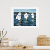 Optimistische vaartuigen die naar de kust varen poster (Keuken)