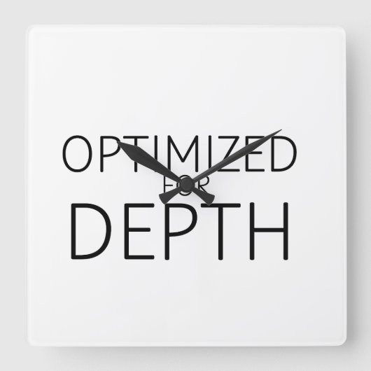Optimized For Depth Minimalist Technical Vierkante Klok (Voorkant)
