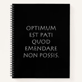 Optimum est pati quod emendare non posare notitieboek (Voorkant)