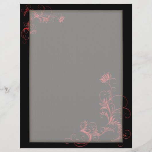 Optioneel Lijst Letterhead Red Floral Black (Voorkant)