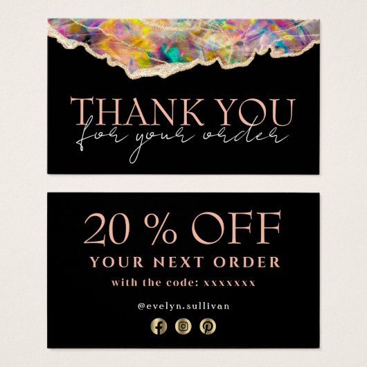 Optioneel ontwerp zwart, bedankt voor de kortingsk visitekaartje (Voorkant /achterkant)