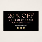 Optioneel ontwerp zwart, bedankt voor de kortingsk visitekaartje (Achterkant)