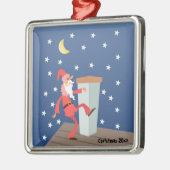 Optionele "add text" Funny Santa op het dak Metalen Ornament (Links)