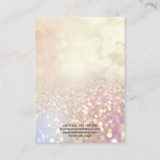 Optionele Glitter Roze Verdieningskaart Visitekaartje (Achterkant)