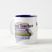 Optionele leraar "Funny Stack of Books"-ontwerp Tweekleurige Koffiemok (Voorkant links)