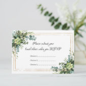 Optionele lijsten gouden bloemen voor succes RSVP Bedankkaart (Staand voorkant)