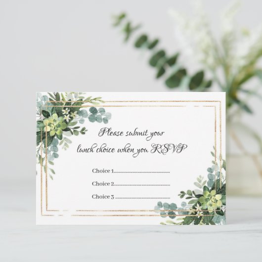 Optionele lijsten gouden bloemen voor succes RSVP Bedankkaart (Staand voorkant)