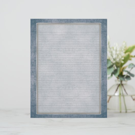 Optionele linnen briefhoofd met Blauwgroen oud Lij (Staand voorkant)