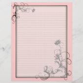 Optionele linnen briefhoofd met Floral Lijsten Roz (Voorkant)