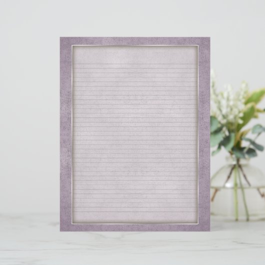 Optionele linnen briefhoofd met Lila oud Lijst (Staand voorkant)