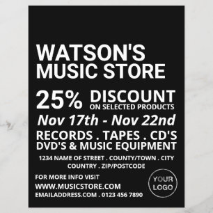 Optionele Logo, muziekwinkel Adverteren Flyer