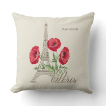 Optionele naam Paris France gooit kussens