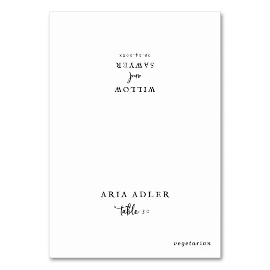 Optionele Rustige Script Wedding Menu-kaarten plaa Kaart (Voorkant)