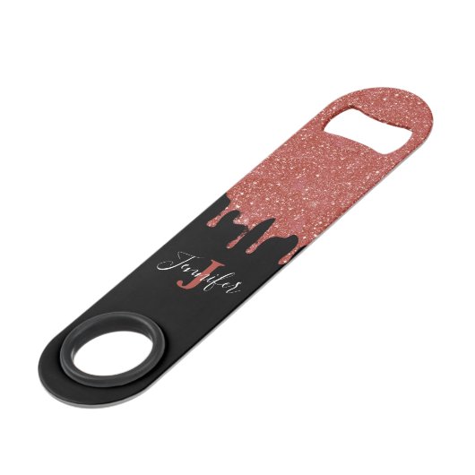 OptiPlex: Hot Pink en Black Glitter Speed Bottle O Speed Flessenopener (Achterkant Gekanteld)