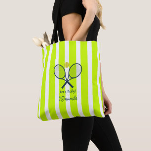 Optisch Geel en Neon Groen Preppy Tennis Tote Bag
