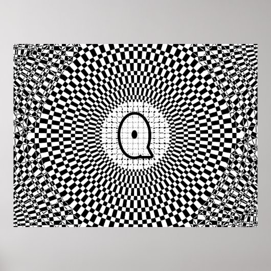 Optisch illusiemonogram Q Poster (Voorkant)