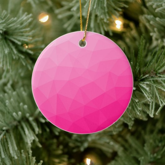 Optisch roze gradiënt Geometrisch netpatroon Keramisch Ornament (Boom)