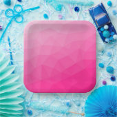 Optisch roze gradiënt Geometrisch netpatroon Papieren Bordje (Feest)
