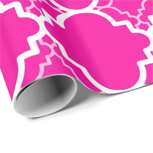 Optisch roze Quatrefoil geometrisch patroon Cadeaupapier (Rol Hoek)