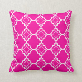 Optisch roze Quatrefoil geometrisch patroon Kussen