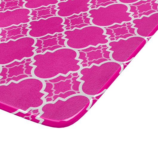 Optisch roze Quatrefoil geometrisch patroon Snijplank (Hoek)