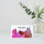 Optisch roze schilderij abstract visitekaartje (Staand voorkant)