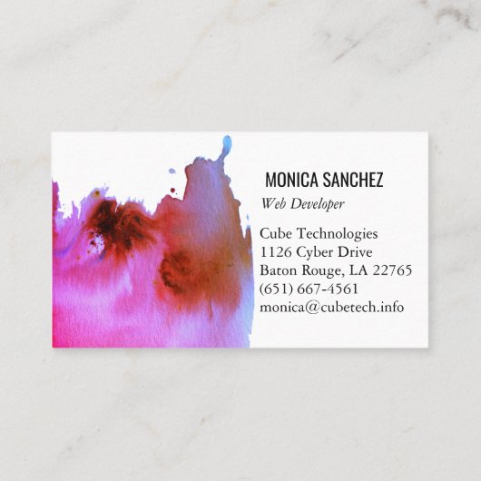 Optisch roze schilderij abstract visitekaartje (Achterkant)
