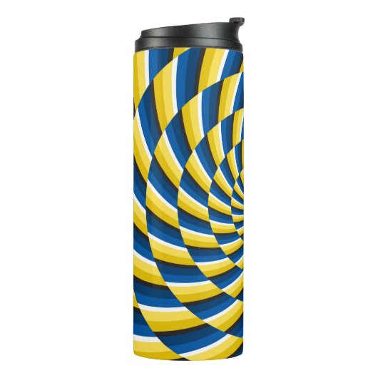 Optische bewegingsillusie  achtergrond Geel Thermosbeker (Gedraaid links)