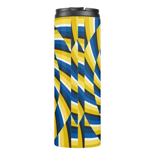 Optische bewegingsillusie achtergrond Geel Thermosbeker (Achterkant)