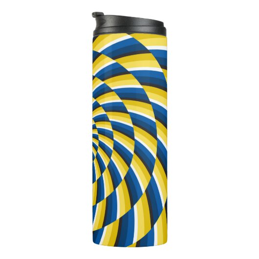 Optische bewegingsillusie  achtergrond Geel Thermosbeker (Geroteerd rechts)