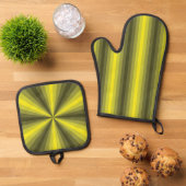 Optische gele illusie ovenwant & pannenlap set (Top down)