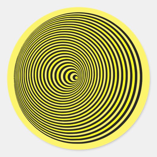 Optische illusie 3D gele vibraatcirkel Ronde Sticker (Voorkant)