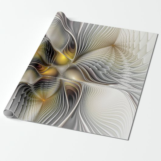Optische Illusie Abstract 3D Fractal Met Diepte Cadeaupapier (Uitgerold)