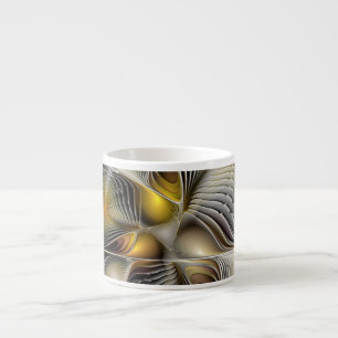 Optische Illusie Abstract 3D Fractal Met Diepte Espresso Kop