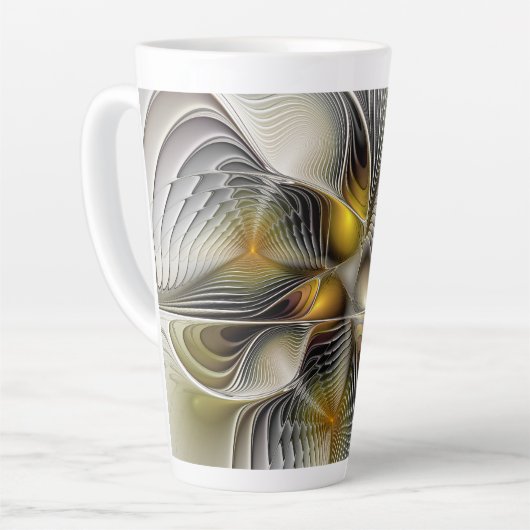 Optische Illusie Abstract 3D Fractal Met Diepte Latte Mok (Linkerhoek)