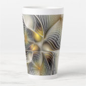 Optische Illusie Abstract 3D Fractal Met Diepte Latte Mok (Voorkant)