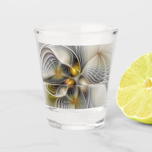 Optische Illusie Abstract 3D Fractal Met Diepte Shot Glas (Voorkant)