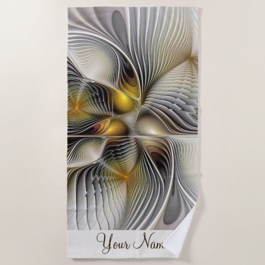 Optische Illusie Abstracte 3D Fractal Dieptenaam Strandlaken (Voorkant)