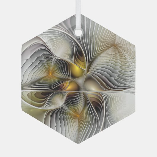 Optische illusie Abstracte 3D fractal met diepte Glas Ornament (Voorkant)