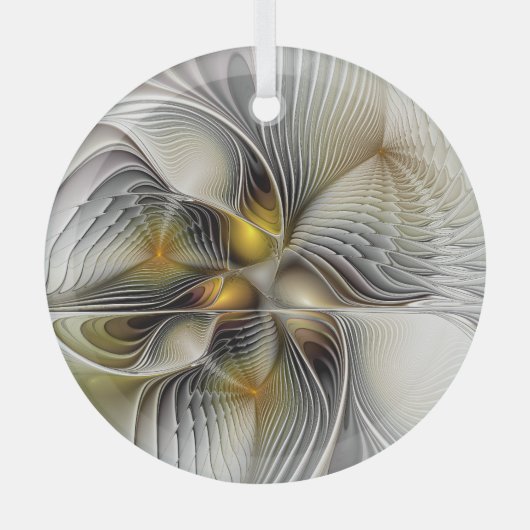 Optische illusie Abstracte 3D fractal met diepte Glas Ornament (Voorkant)