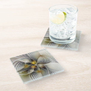 Optische illusie Abstracte 3D fractal met diepte Glazen Onderzetter