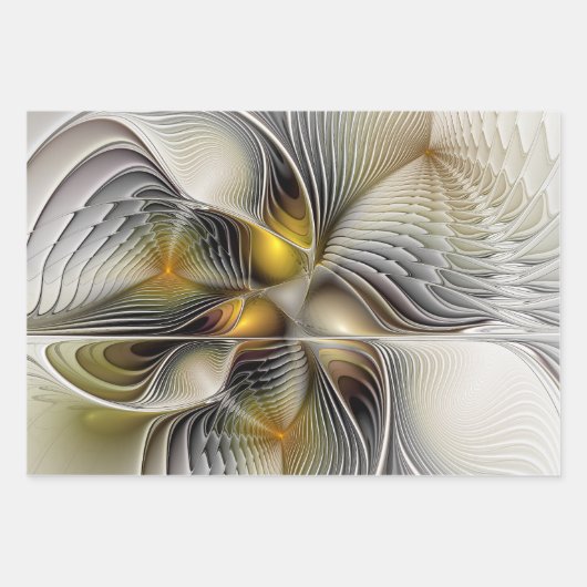 Optische illusie Abstracte 3D fractal met diepte Inpakpapier Vel (Voorkant)