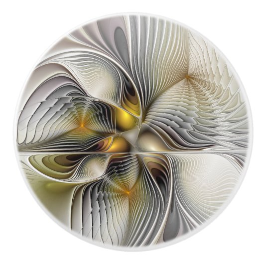 Optische illusie Abstracte 3D fractal met diepte Keramische Knop (Voorkant)