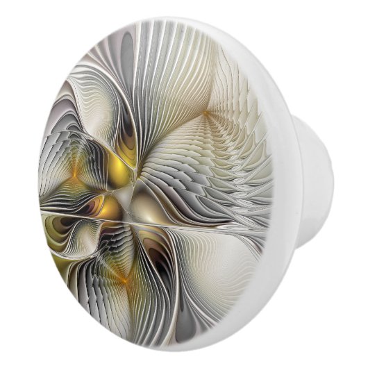 Optische illusie Abstracte 3D fractal met diepte Keramische Knop (Rechts)