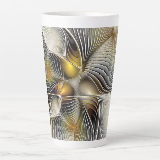 Optische illusie Abstracte 3D fractal met diepte Latte Mok (Voorkant)