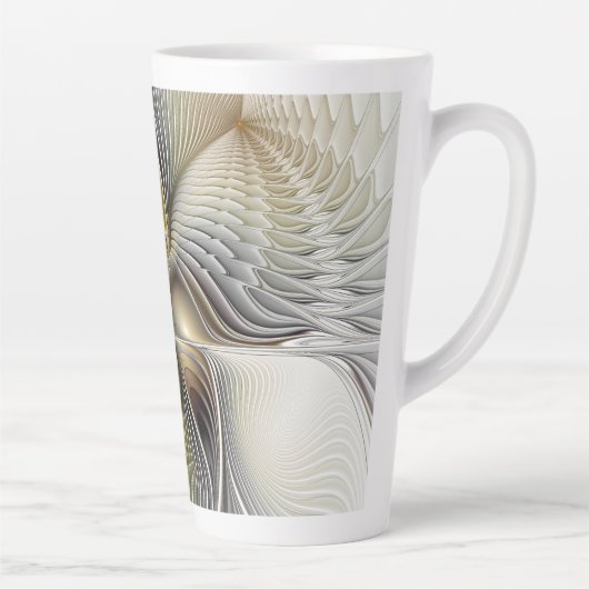 Optische illusie Abstracte 3D fractal met diepte Latte Mok (Rechts)