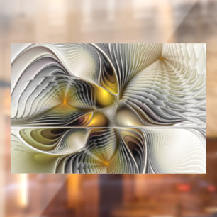 Optische illusie Abstracte 3D fractal met diepte Raamsticker