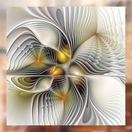 Optische illusie Abstracte 3D fractal met diepte Raamsticker (Vel 2)