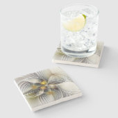 Optische illusie Abstracte 3D fractal met diepte Stenen Onderzetter (Zijkant)